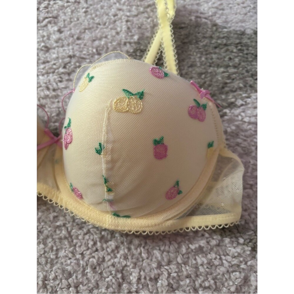 NWT Victoria's Secret PINK Wink Push-Up Balconette Bra Yellow Fruit Lemons 34B - Picture 13 of 13